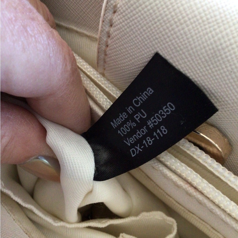 GUESS Logo Print Cream and Black Tote - Picture 8 of 8